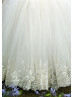 Beaded Ivory Lace Tulle Keyhole Back Flower Girl Dress